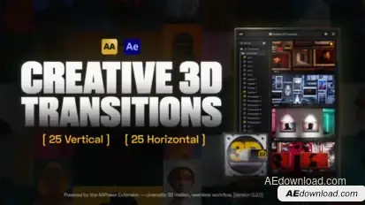 Creative 3D Transitions: 50 Dynamic Transitions for After Effects | AAPower Elements template preview