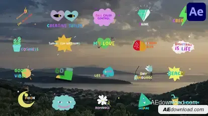 Creative Cartoon Stickers | After Effects Elements template preview