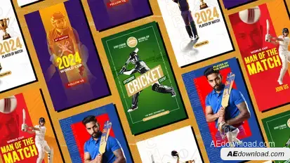 Cricket Sports Dynamic Instagram Stories Openers template preview