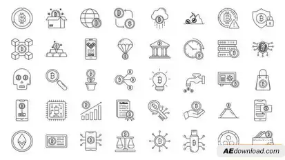 Videohive Crypto Currency Line Icons Elements template preview