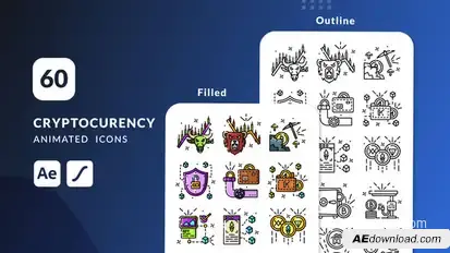Cryptocurency Animated Icons | After Effects Elements template preview