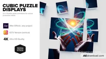 Cubic Puzzle Promo Cards 4K and Social Video Displays template preview