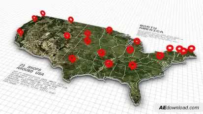 Customizable North America Map with Location Pins Logo Stings template preview