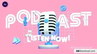 Cute 3D Podcast Intro Openers template preview