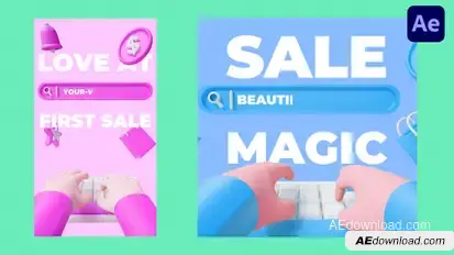 Cute 3D Sale Promo broadcast-packages template preview