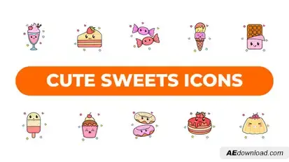 Cute Sweets Icons Elements template preview