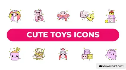 Cute Toys Icons Elements template preview