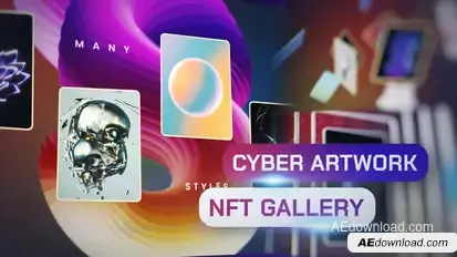 NFT Promo Slideshow for Digital Art Gallery – Vertical Scenes, 3D Shapes, Loop Animations Video Displays template preview