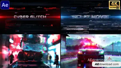 Cyber Glitch Trailer Video Displays template preview
