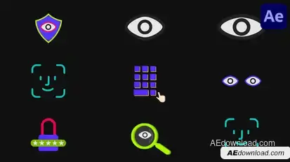 Cyber Security Icons for After Effects Elements template preview