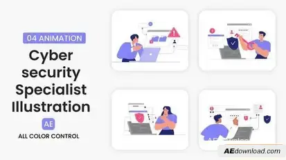 Videohive Cyber Security Specialist Illustration Scene Elements template preview