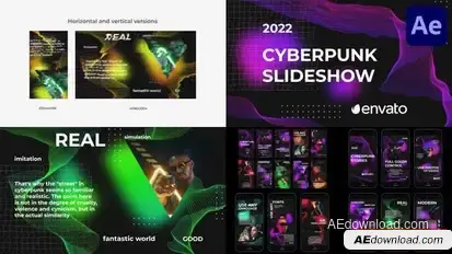 Cyberpunk Glitch Slideshow for After Effects Openers template preview