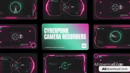 Cyberpunk HUD Camera Recorder for After Effects Elements template preview
