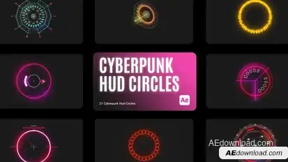 Cyberpunk HUD Circles for After Effects Elements template preview