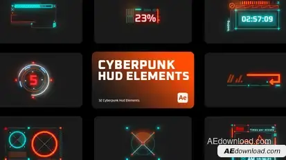 Cyberpunk HUD Elements for After Effects Elements template preview