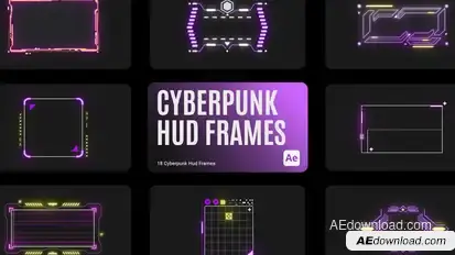 Cyberpunk HUD Frames for After Effects Elements template preview
