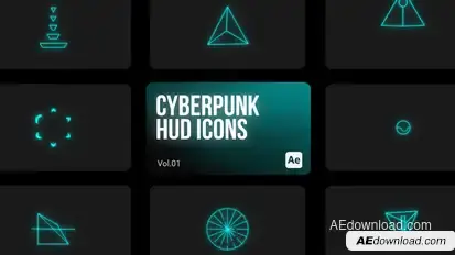 Cyberpunk HUD Icons 01 for After Effects Elements template preview