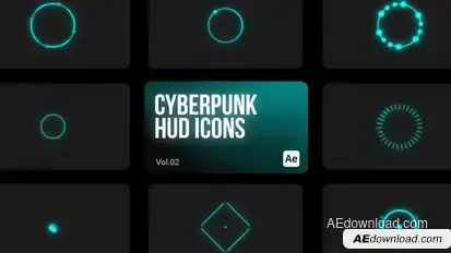 Cyberpunk HUD Icons 02 for After Effects Elements template preview