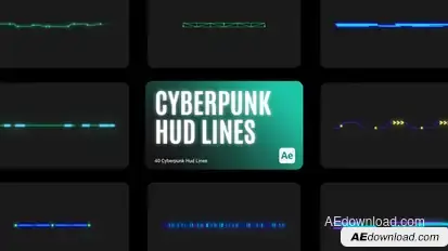 Cyberpunk HUD Lines for After Effects Elements template preview
