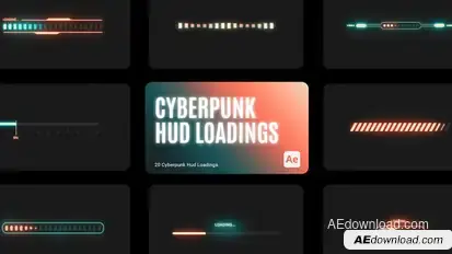 Cyberpunk HUD Loading for After Effects Elements template preview