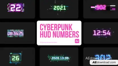 Cyberpunk HUD Numbers for After Effects Elements template preview