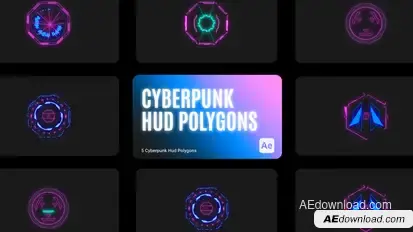 Cyberpunk HUD Polygons for After Effects Elements template preview