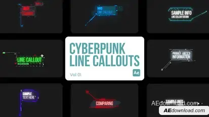 Cyberpunk Line Callouts for After Effects Titles template preview
