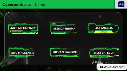 Cyberpunk Lower Third Elements template preview