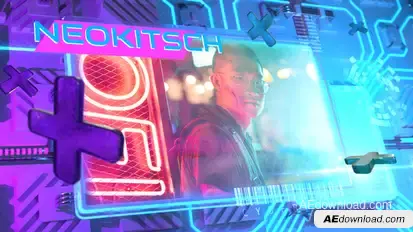 Cyberpunk Slideshow Video Displays template preview