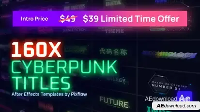 Cyberpunk Titles Lowerthirds and Backgrounds Titles template preview