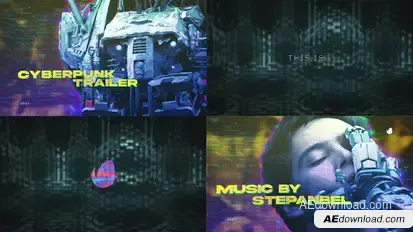 Cyberpunk Trailer Video Displays template preview