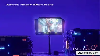 Cyberpunk Triangular Billboard Mockup Product Promo template preview