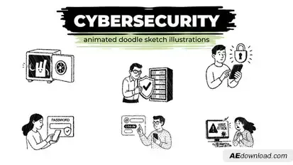 Cybersecurity - Animated Doodle Sketch Illustrations Elements template preview