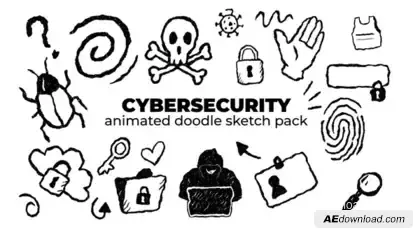 Cybersecurity - Animated Doodle Sketch Pack Elements template preview