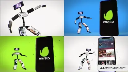 Dancing Phone Character Logo Stings template preview