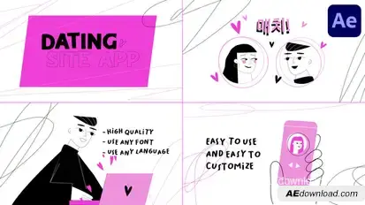 Dating App Explainer for After Effects Titles template preview