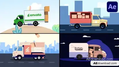 Delivery Service Truck Explainer for After Effects Openers template preview