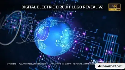Digital Electric Circuit Logo Reveal - v2 Logo Stings template preview