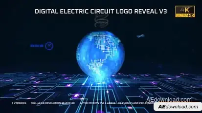Digital Electric Circuit Logo Reveal- v3 Logo Stings template preview