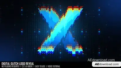 Digital Glitch Logo Reveal Logo Stings template preview