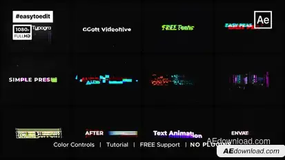Digital Glitch Text Presets Titles template preview