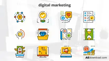 Digital Marketing - Flat Animated Icons Titles template preview