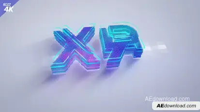 Digital White Clean 3D Logo Glitch Logo Stings template preview