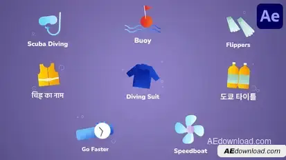 Diving Icons And Titles for After Effects Titles template preview