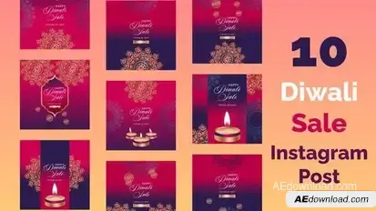 Videohive Diwali Sale Instagram Post Pack Openers template preview