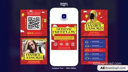 DJ Tours Instagram Post Template Openers template preview