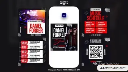 DJ tours party Instagram Post Template Openers template preview