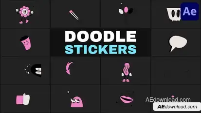 Doodle Animated Stickers for After Effects Elements template preview