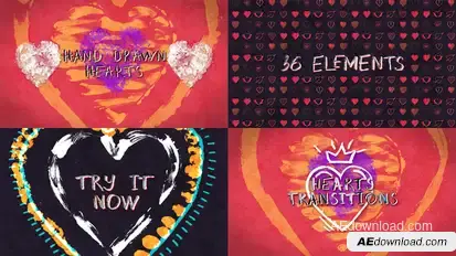 Doodle Hand Drawn Hearts Collection Elements template preview