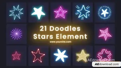 Videohive Doodles Colorful Stars 21 Element Pack Elements template preview